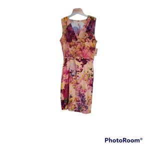 Sleeveless, belted floral dress